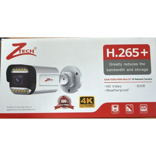 ZTECH ZR-8080 IP 5MP POE 2.8MM 12 ARRAY WARM LED SESLİ,COLORVU PLASTİC BULLET KAMERA